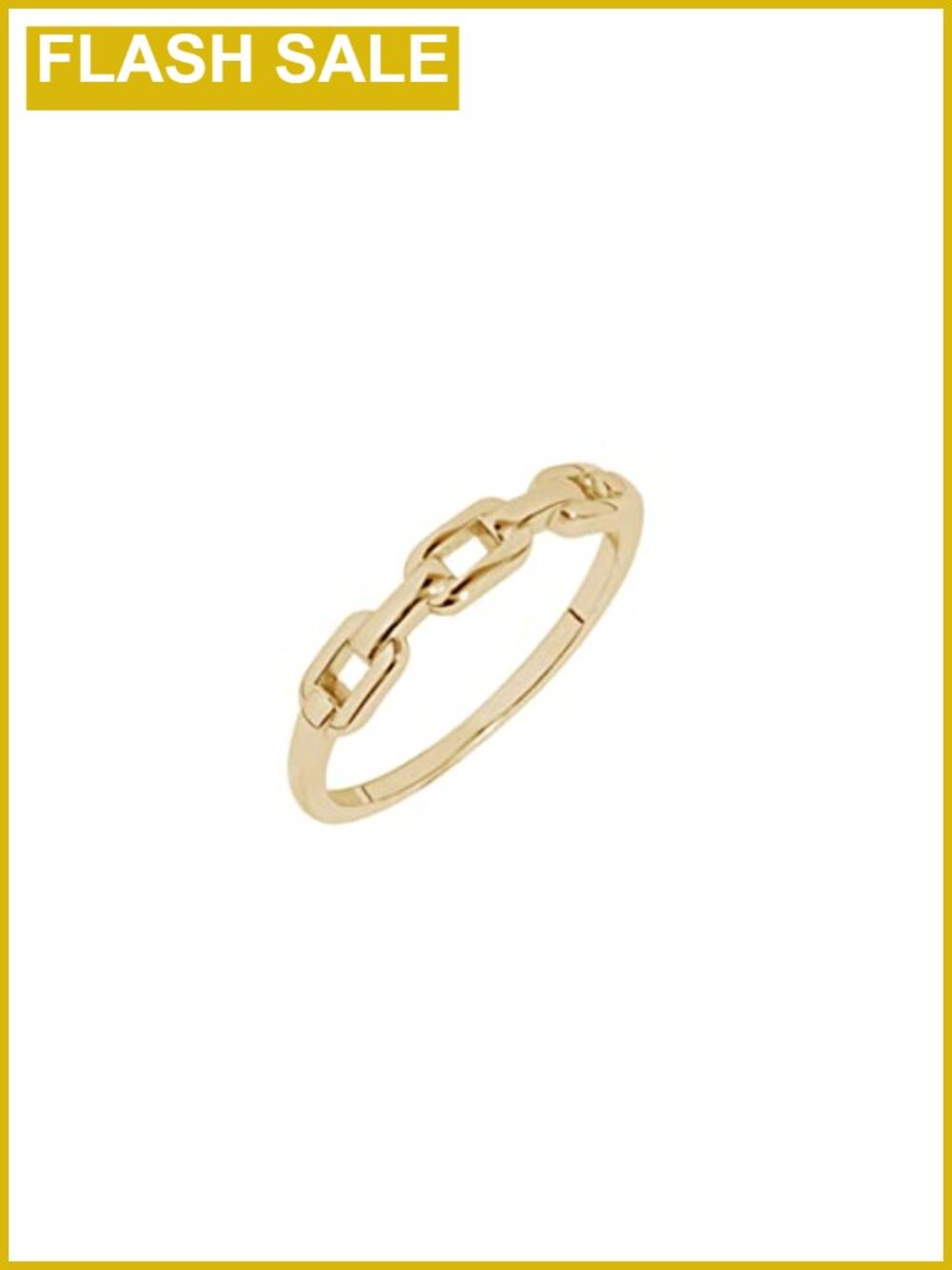 Stacking Ring 23K Gold Plated Sterling Silver ~ Chain Link Accent